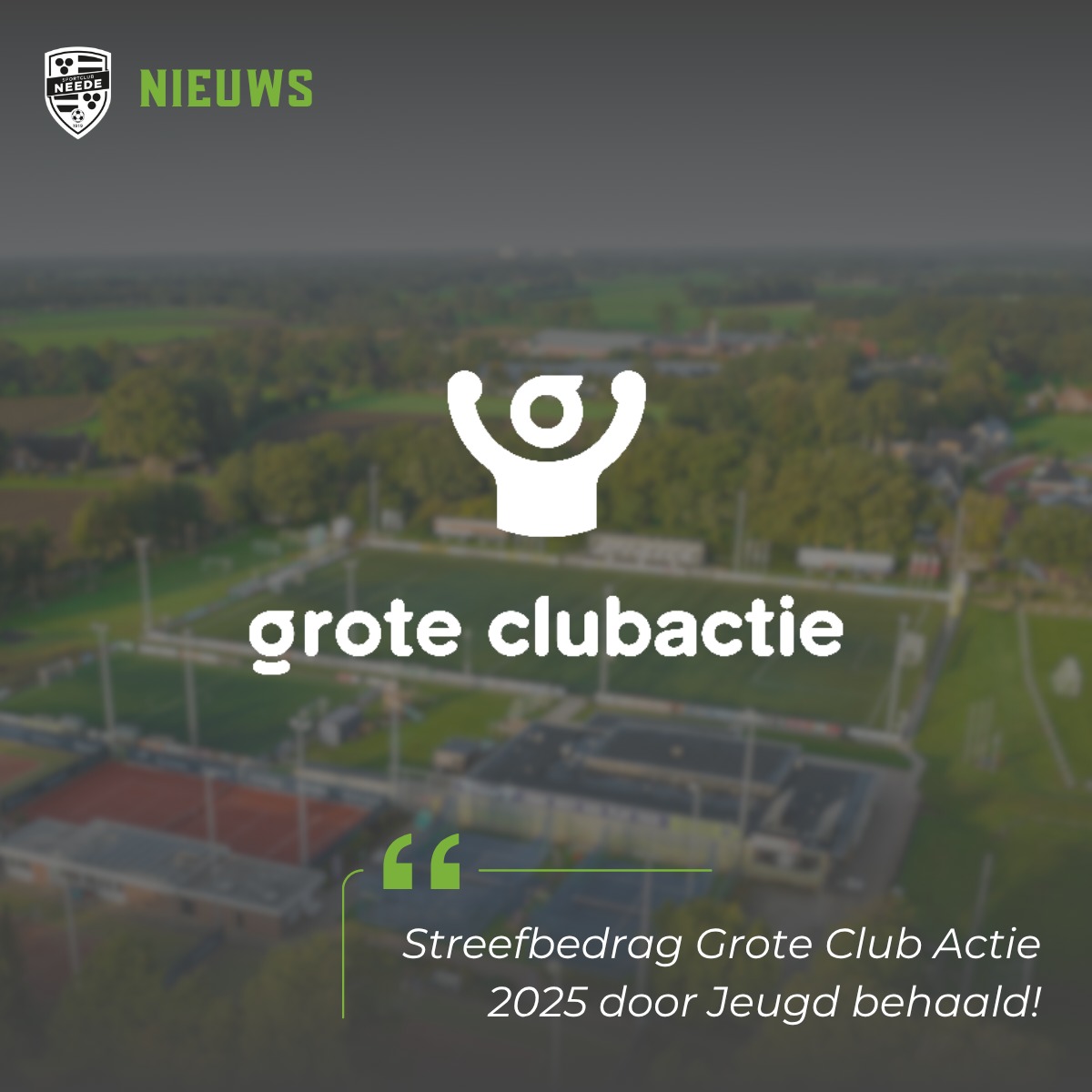 Streefbedrag Grote Club Actie 2025 door jeugd behaald